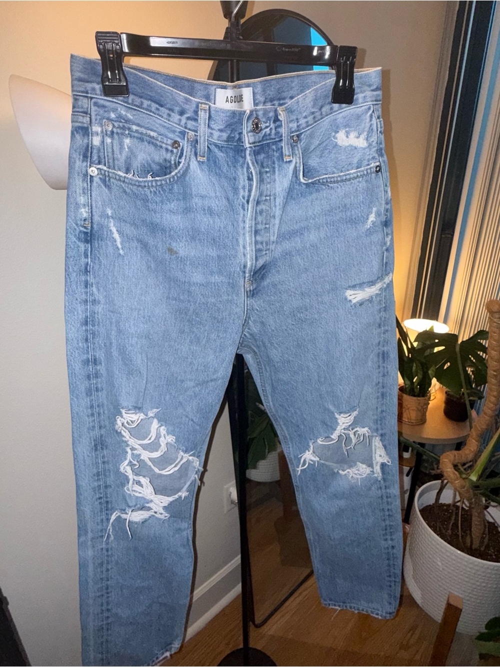 AGOLDE 90’s Mid Rise Loose Fit Distressed Jeans (size 27)